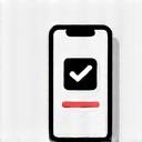 Symbol eines Smartphones mit einem Häkchen